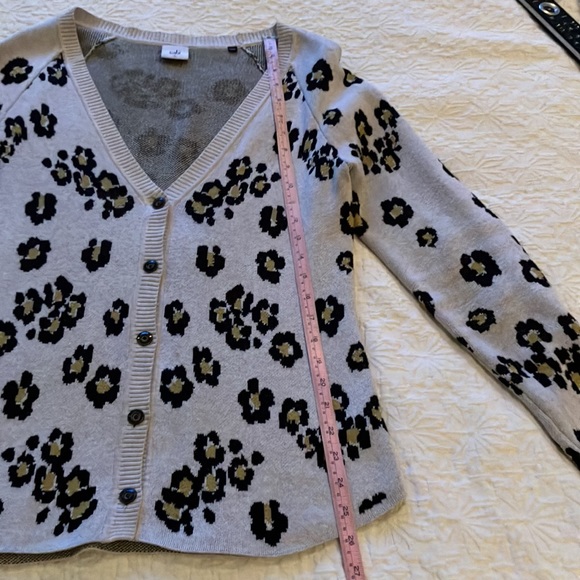 Cabi animal print cardigan in cream with black and green. - Picture 6 of 12